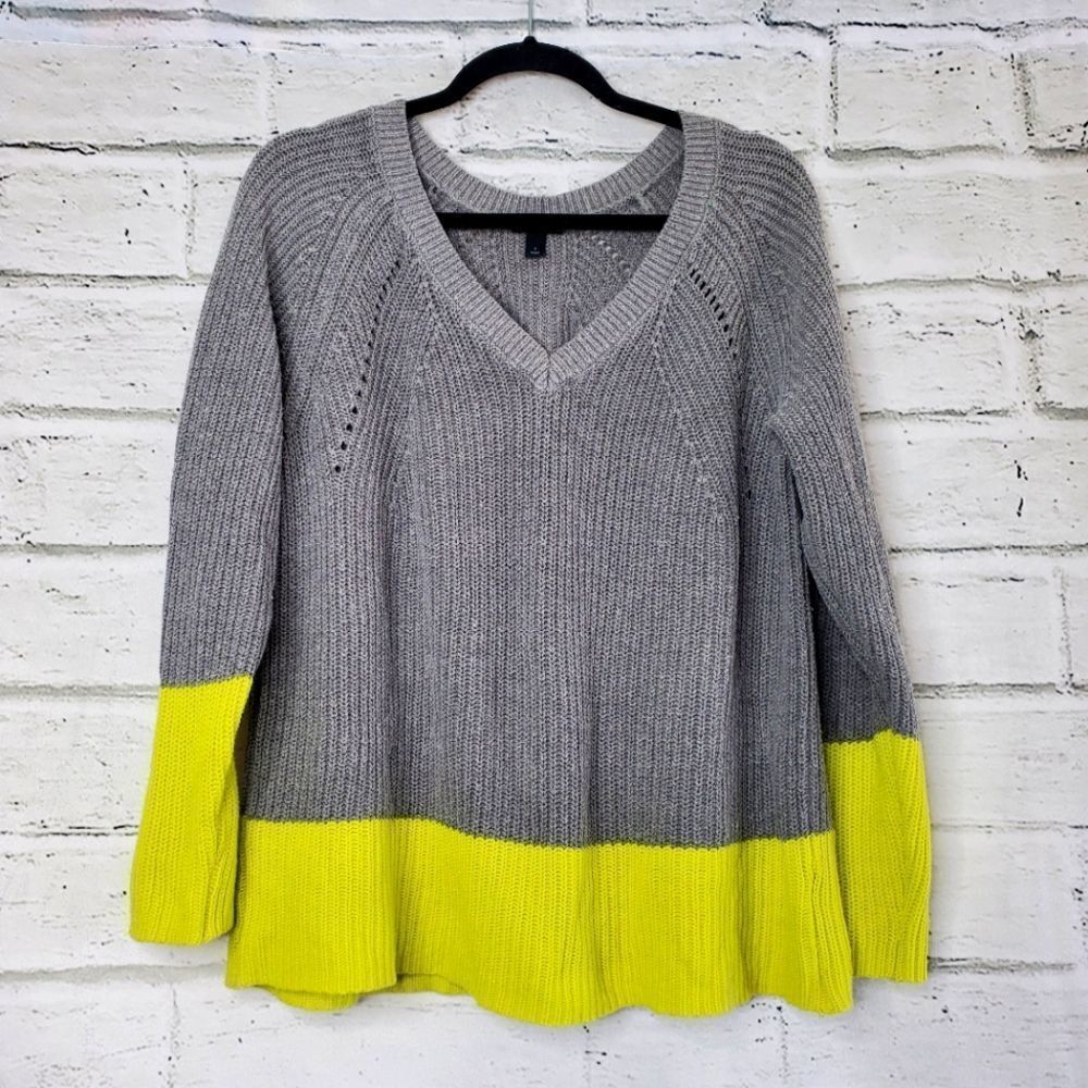 Torrid color block pullover size 1 or 1x or XL knit sweater gray yellow